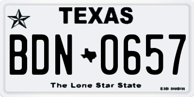 TX license plate BDN0657