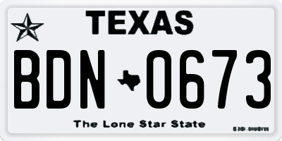 TX license plate BDN0673