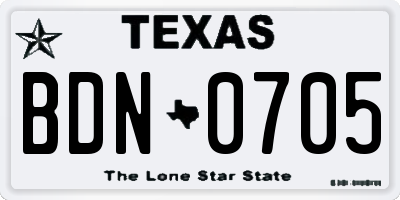 TX license plate BDN0705