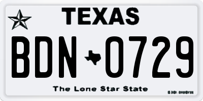 TX license plate BDN0729