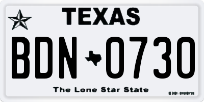TX license plate BDN0730