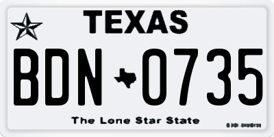TX license plate BDN0735
