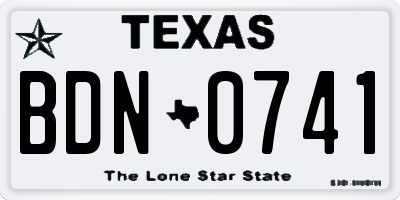TX license plate BDN0741