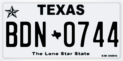TX license plate BDN0744