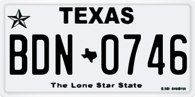 TX license plate BDN0746