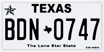 TX license plate BDN0747
