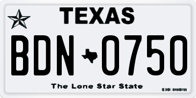 TX license plate BDN0750