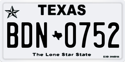 TX license plate BDN0752