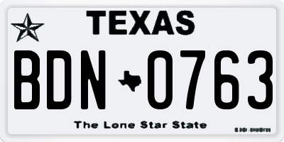 TX license plate BDN0763