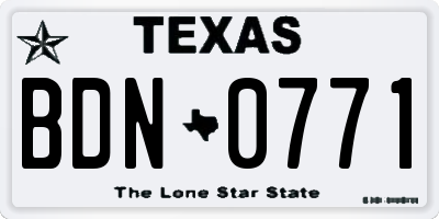 TX license plate BDN0771