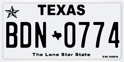 TX license plate BDN0774