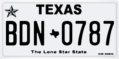 TX license plate BDN0787