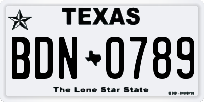 TX license plate BDN0789