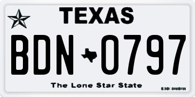 TX license plate BDN0797