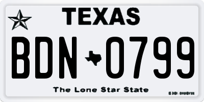 TX license plate BDN0799