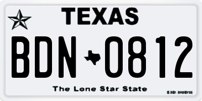 TX license plate BDN0812