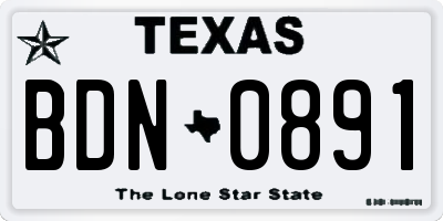 TX license plate BDN0891