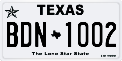 TX license plate BDN1002