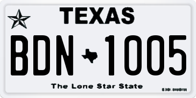 TX license plate BDN1005