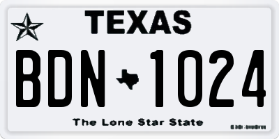 TX license plate BDN1024