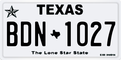 TX license plate BDN1027