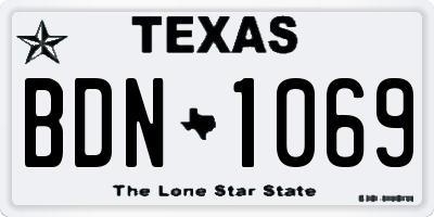 TX license plate BDN1069