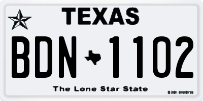 TX license plate BDN1102