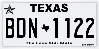TX license plate BDN1122
