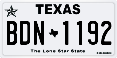 TX license plate BDN1192