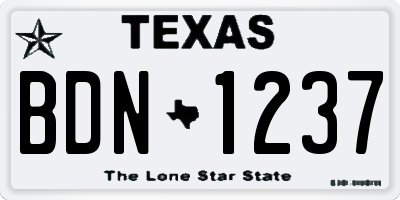 TX license plate BDN1237