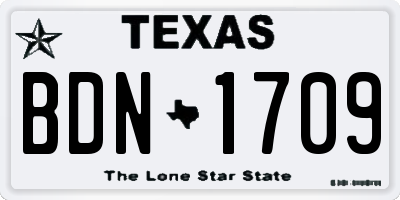 TX license plate BDN1709
