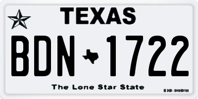 TX license plate BDN1722