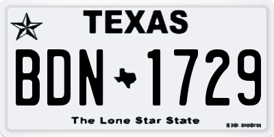 TX license plate BDN1729
