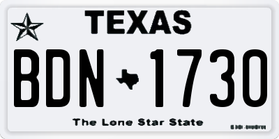 TX license plate BDN1730