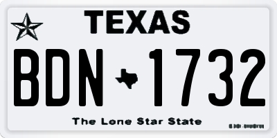TX license plate BDN1732