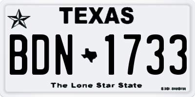 TX license plate BDN1733