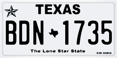 TX license plate BDN1735