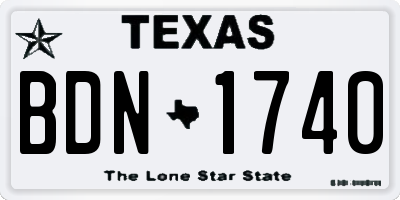 TX license plate BDN1740