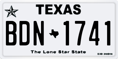 TX license plate BDN1741