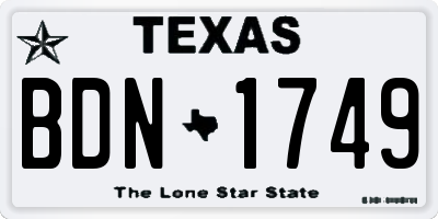 TX license plate BDN1749