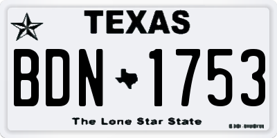 TX license plate BDN1753
