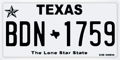 TX license plate BDN1759