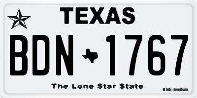 TX license plate BDN1767