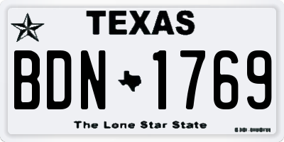 TX license plate BDN1769