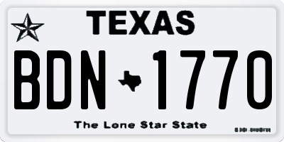 TX license plate BDN1770