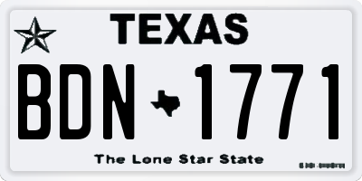TX license plate BDN1771