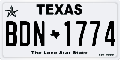 TX license plate BDN1774