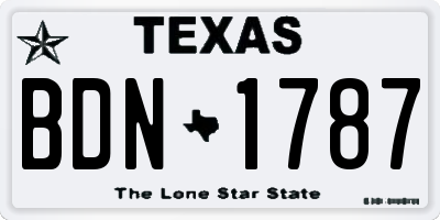 TX license plate BDN1787