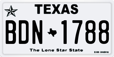 TX license plate BDN1788