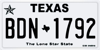 TX license plate BDN1792